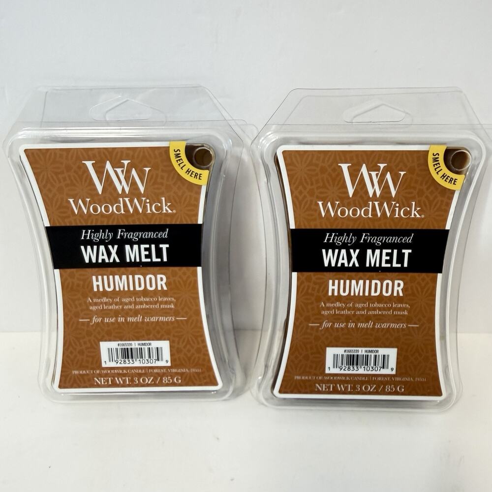 Lot of 2 WoodWick Humidor Wax Melts 3 oz Each Highly Fragranced NEW Sealed